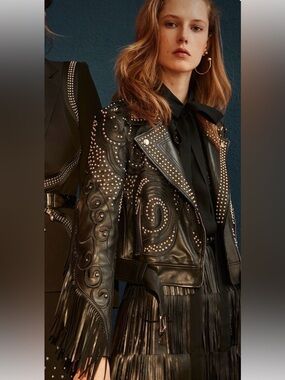 Little Lies fringed leather jacket size small
